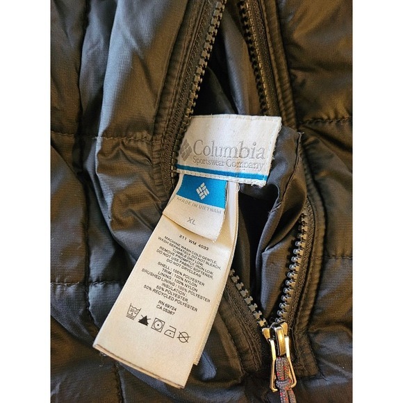 Columbia Flannel Lined Reversible‎ Jacket Men's XL Full Zip Quilted Logo Black - Picture 9 of 9